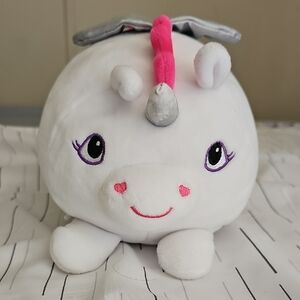 Cute White Unicorn Plush with Pink Accents